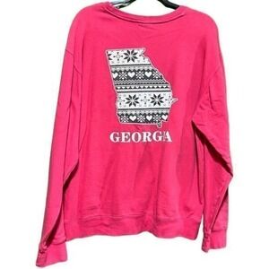 Royce 'Georgia' Winter Snowflake‎ Heart Shaped GA State Sweatshirt Red Medium